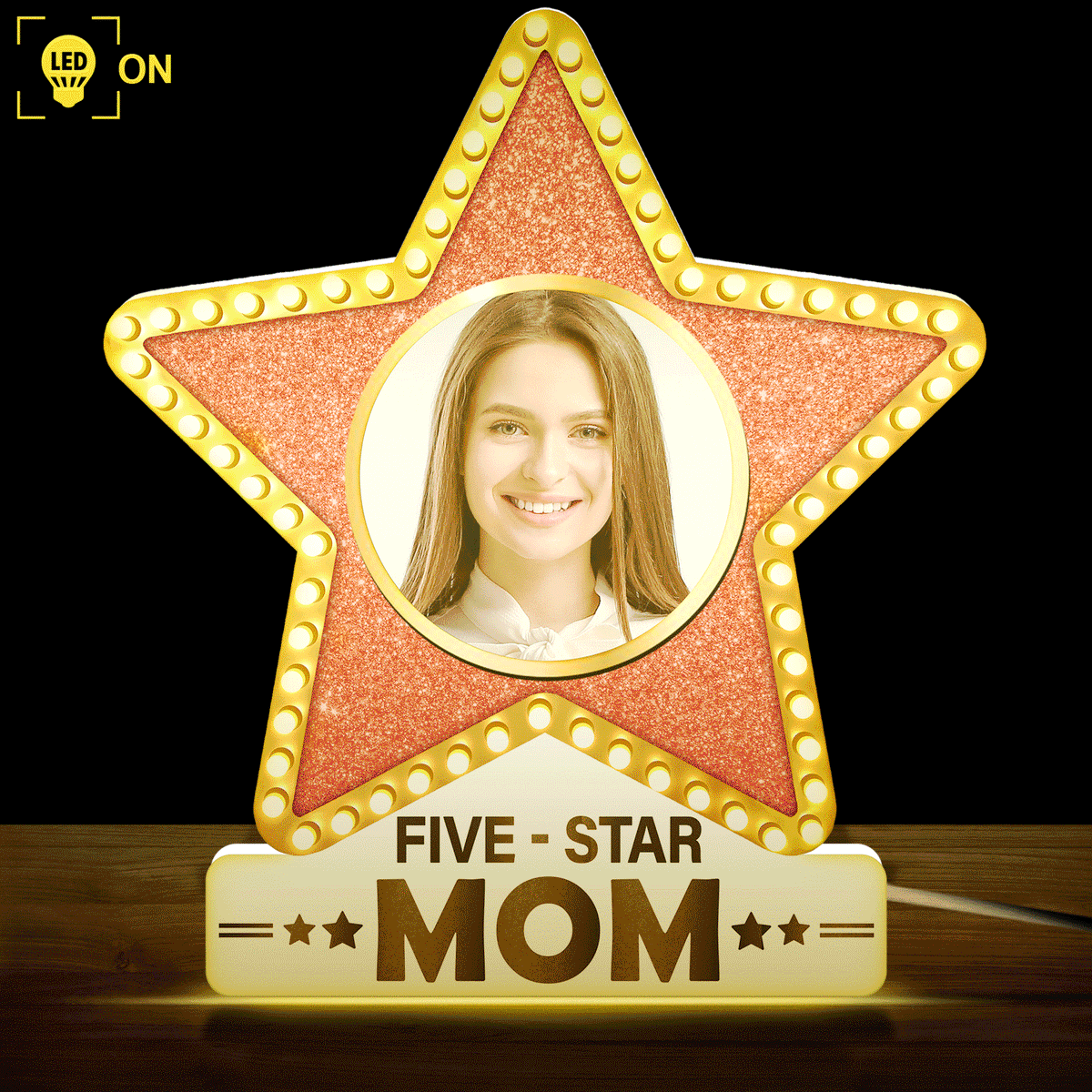 Custom Photo Five - Star Best Mom - Gift For Mothers - Personalized Shaped Photo Light Box