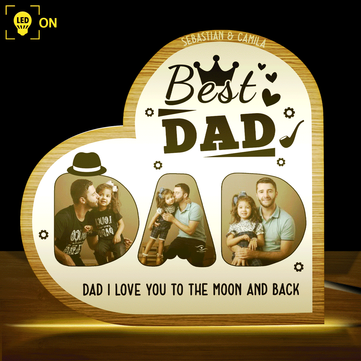 Custom Photo Our Daddy Is Our Hero - Gift For Dad, Father's Day - Personalized Shaped Photo Light Box