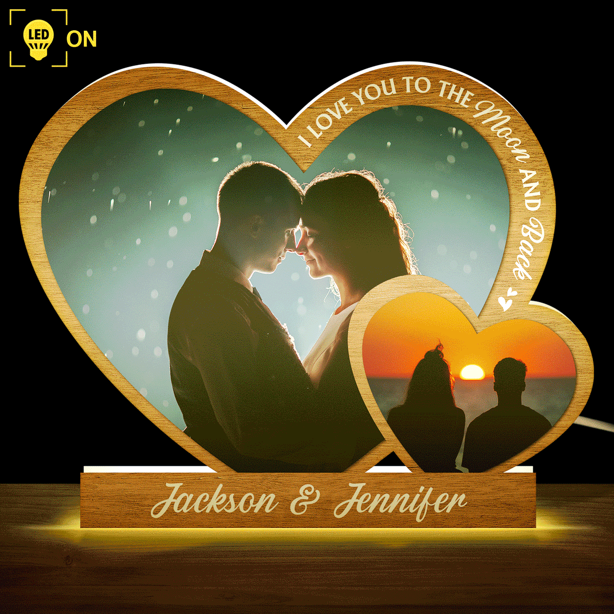 Custom Photo I Love You To The Moon And Back - Gift For Couples - Personalized Shaped Photo Light Box