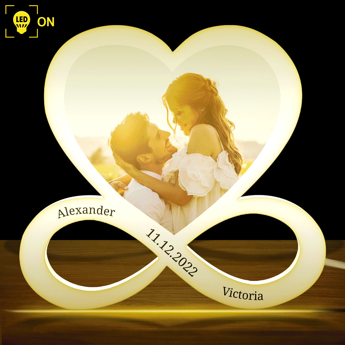 Custom Photo Infinity Love - Gift For Couples - Personalized Shaped Photo Light Box