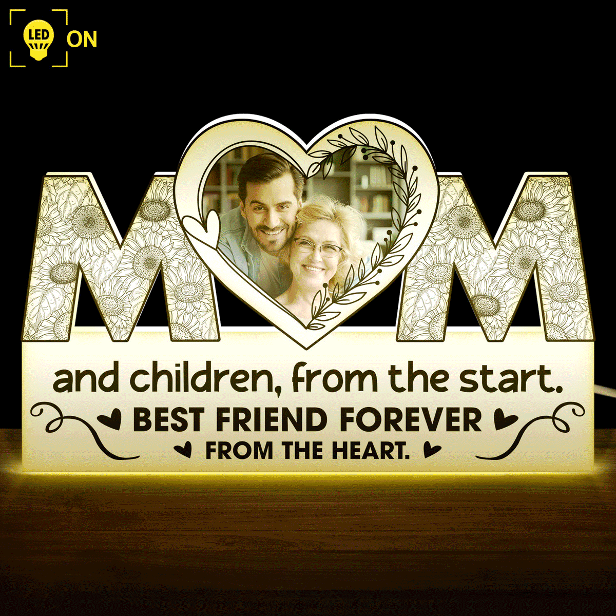 Custom Photo Mom And Daughter Best Friend Forever From The Heart Personalized Shaped Photo Light Box