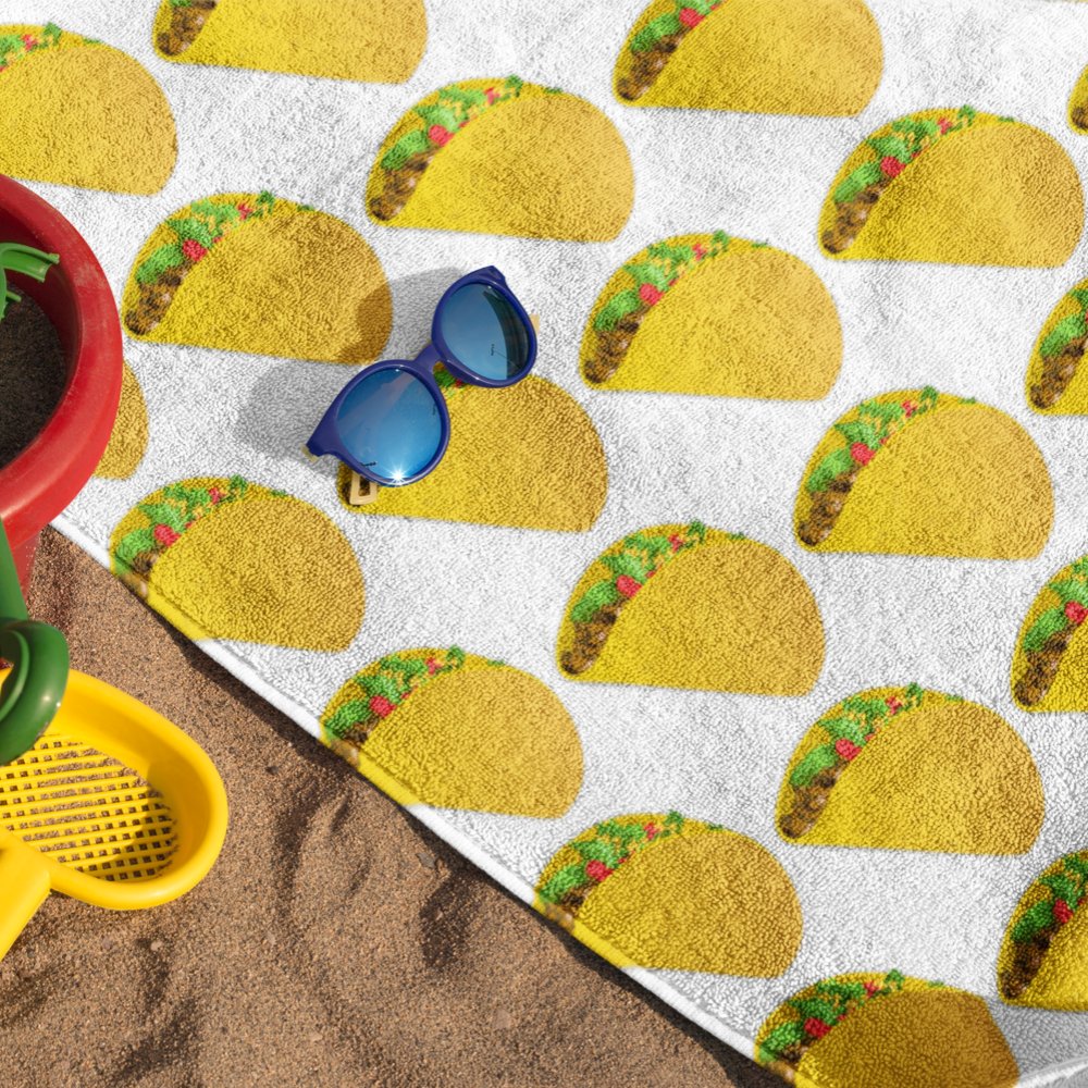 Fun Summer Taco Print Pattern Personalized Beach Towel