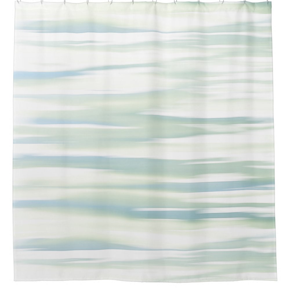 Soft Turquoise Sage Waves  Shower Curtain