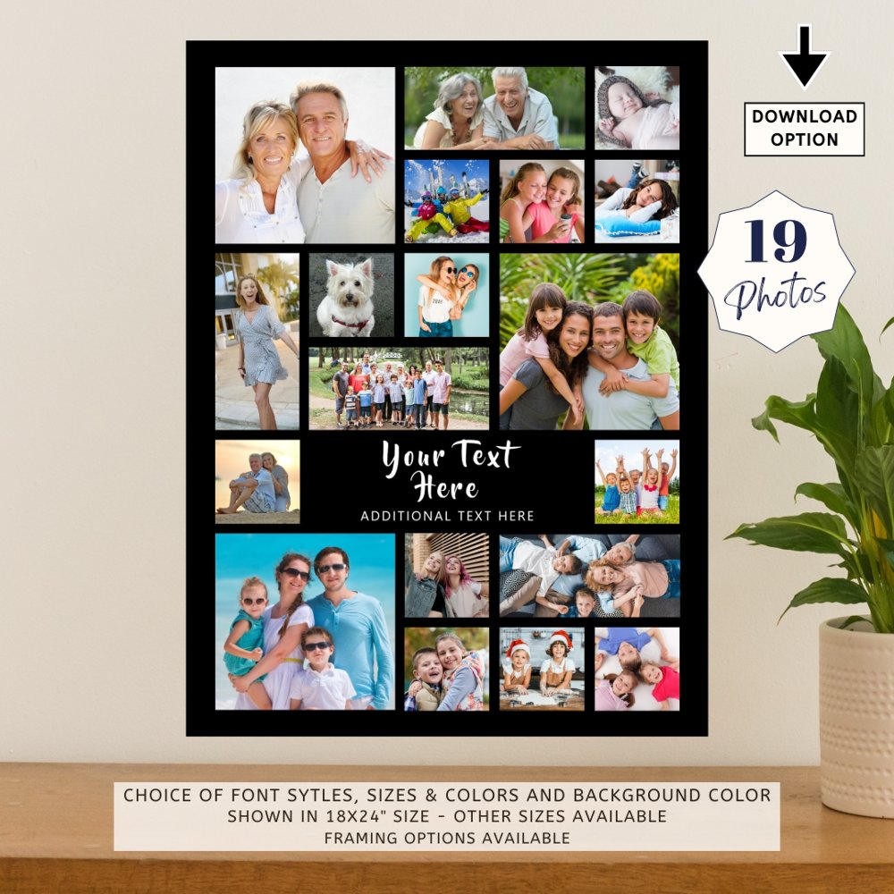 Modern Photo Collage Custom Color Personalized Poster