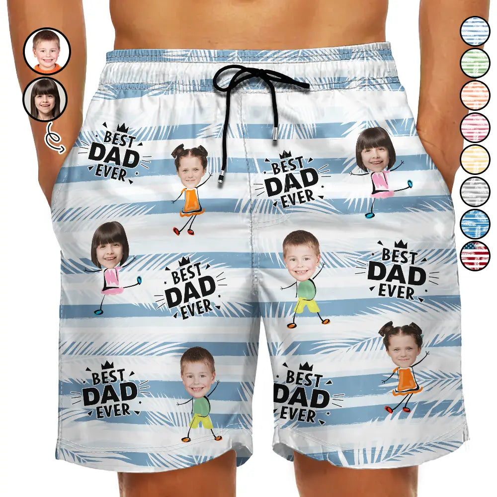 Custom Photo Best Dad Grandpa Ever - Personalized Beach Shorts