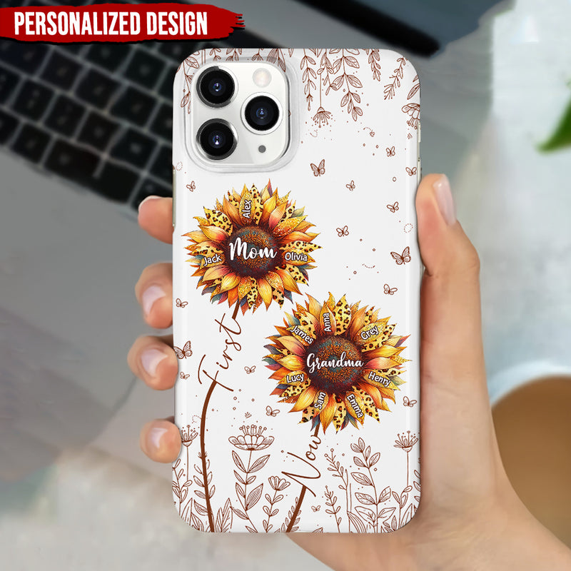 First Mom Now Grandma Sunflower Personalized Phone Case