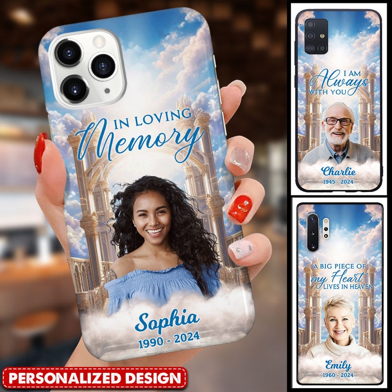 Memorial Upload Photo Golden Heaven Gate, In Loving Memory Personalized Phone Case