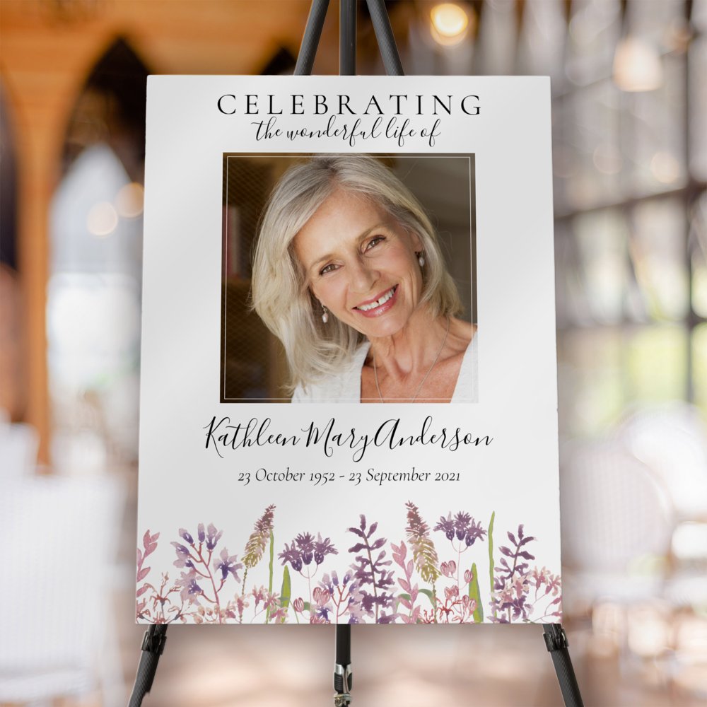 Wildlower Funeral Celebration Of Life Welcome Custom Photo Poster