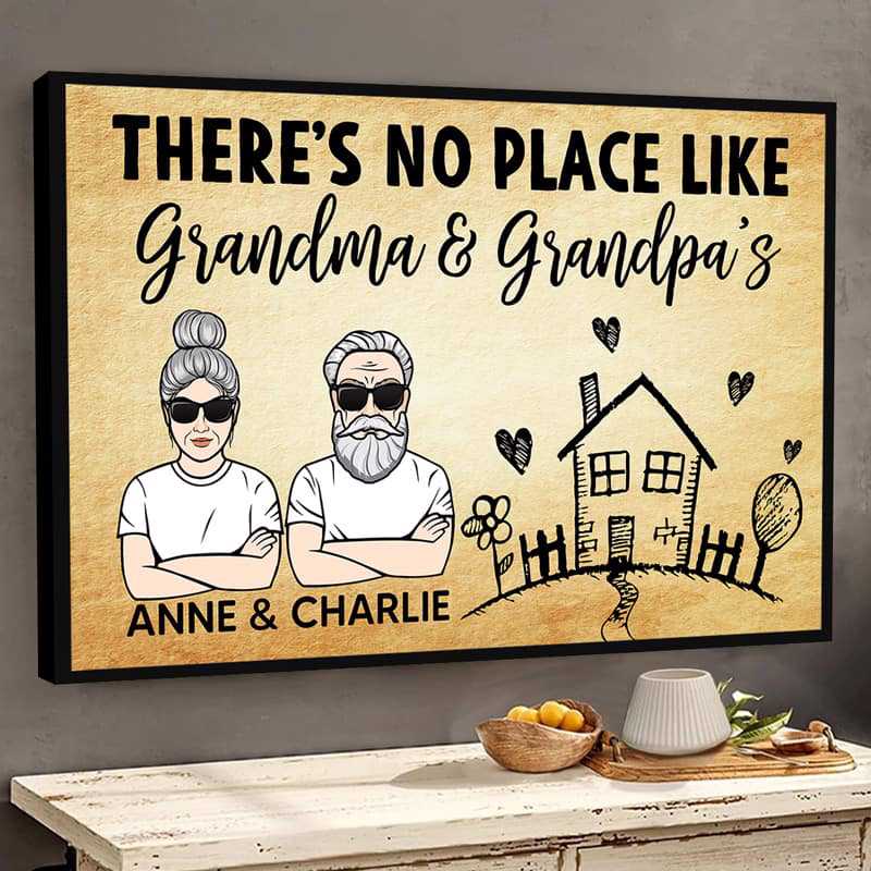 No Place Like Grandma Grandpa Custom Mother's Day Gift Horizontal Poster