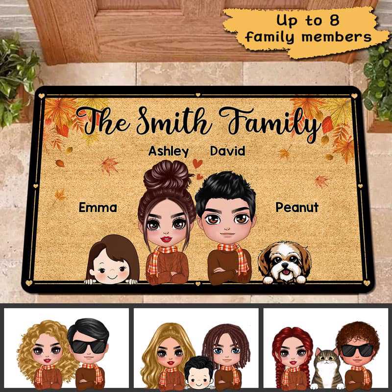 Fall Season Family Custom Welcome To Pets Lover Home Personalized Doormat
