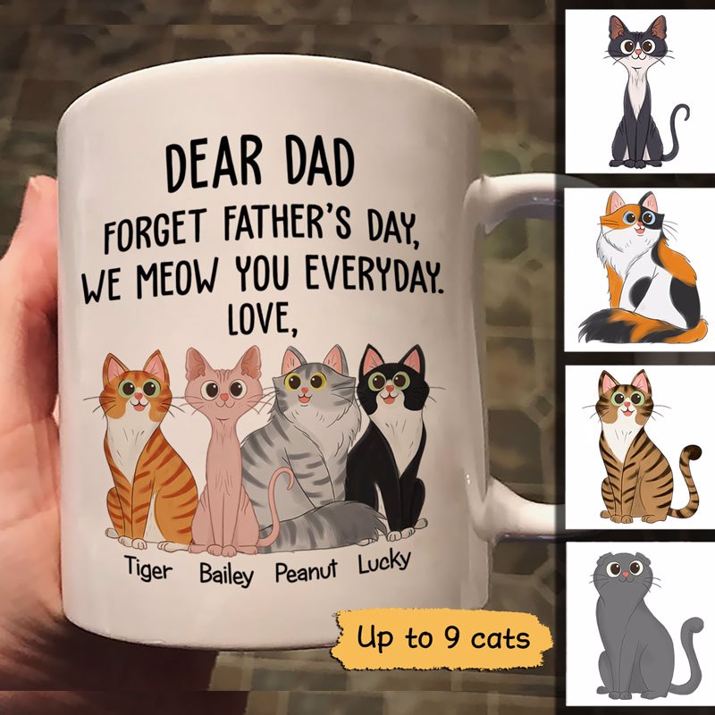 Forget Father‘s Day Sitting Cartoon Cats Love You Personalized Mug