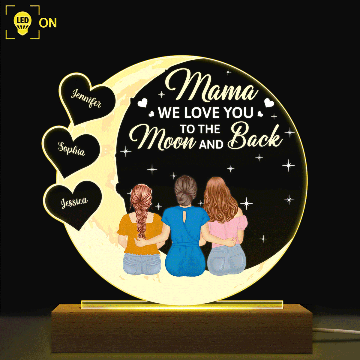 Mom We Love You To The Moon And Back Custom Gift Personalized Shaped ...