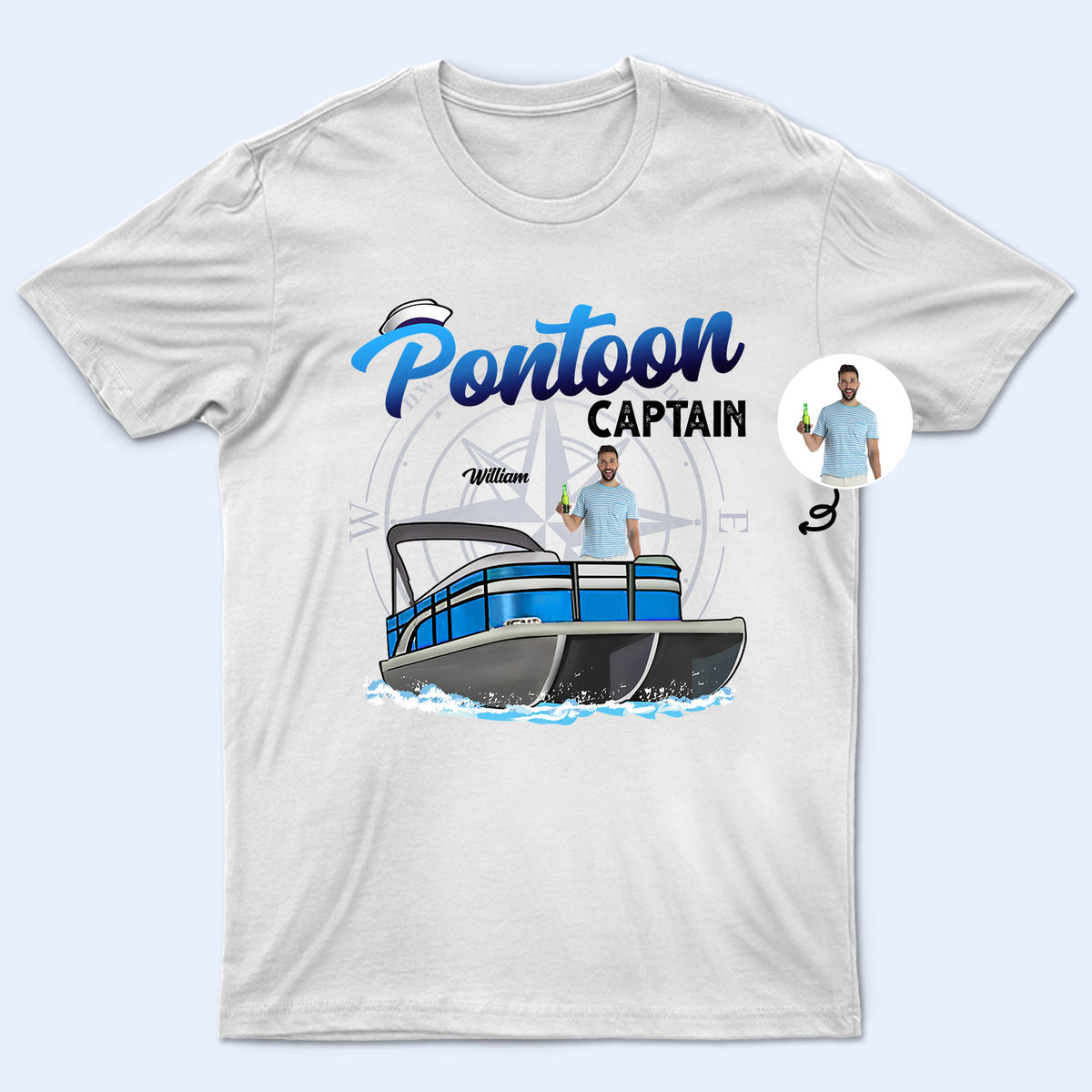 Custom Photo Boating Pontoon Captain Personalized Custom Unisex T-shirt