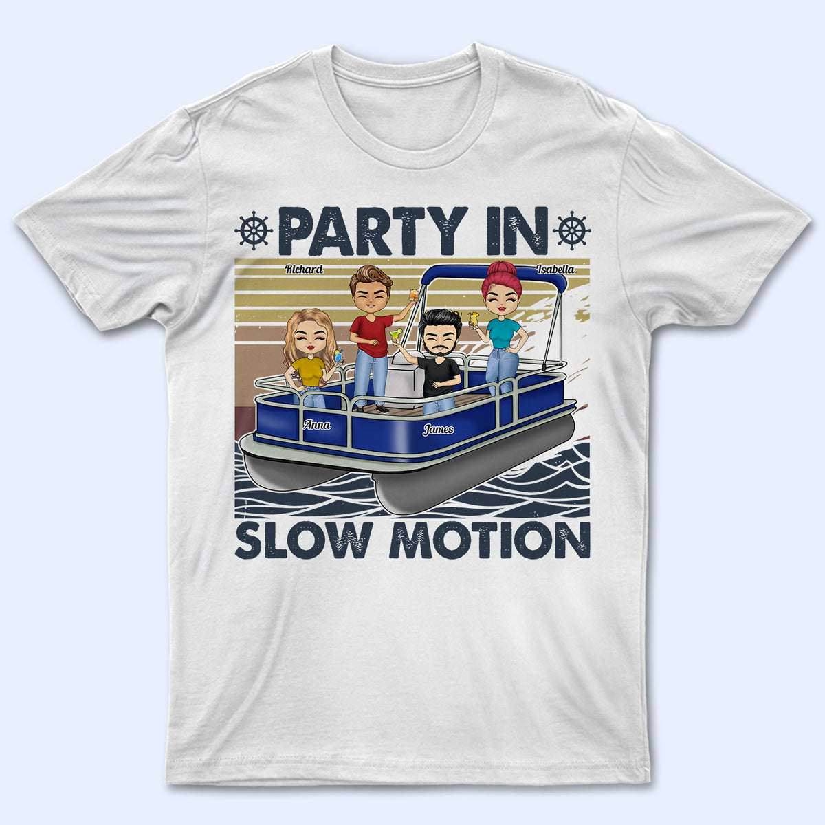 Pontoon Party In Slow Motion Beach Lovers Travelers Custom Personalized Unisex T-shirt