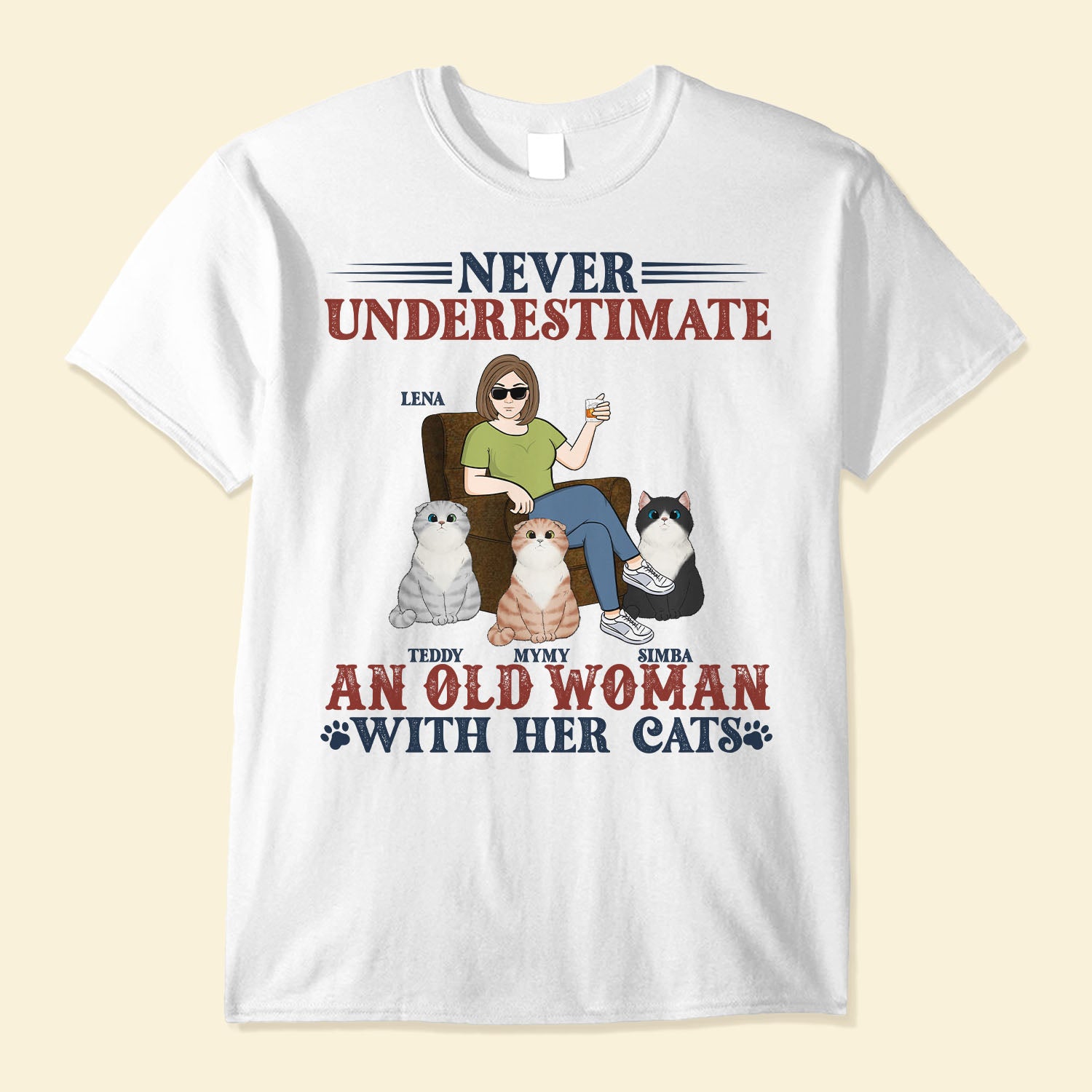 Never Underestimate An Old Woman With Her Cat - Personalized T-shirt - Day Gift For Mom