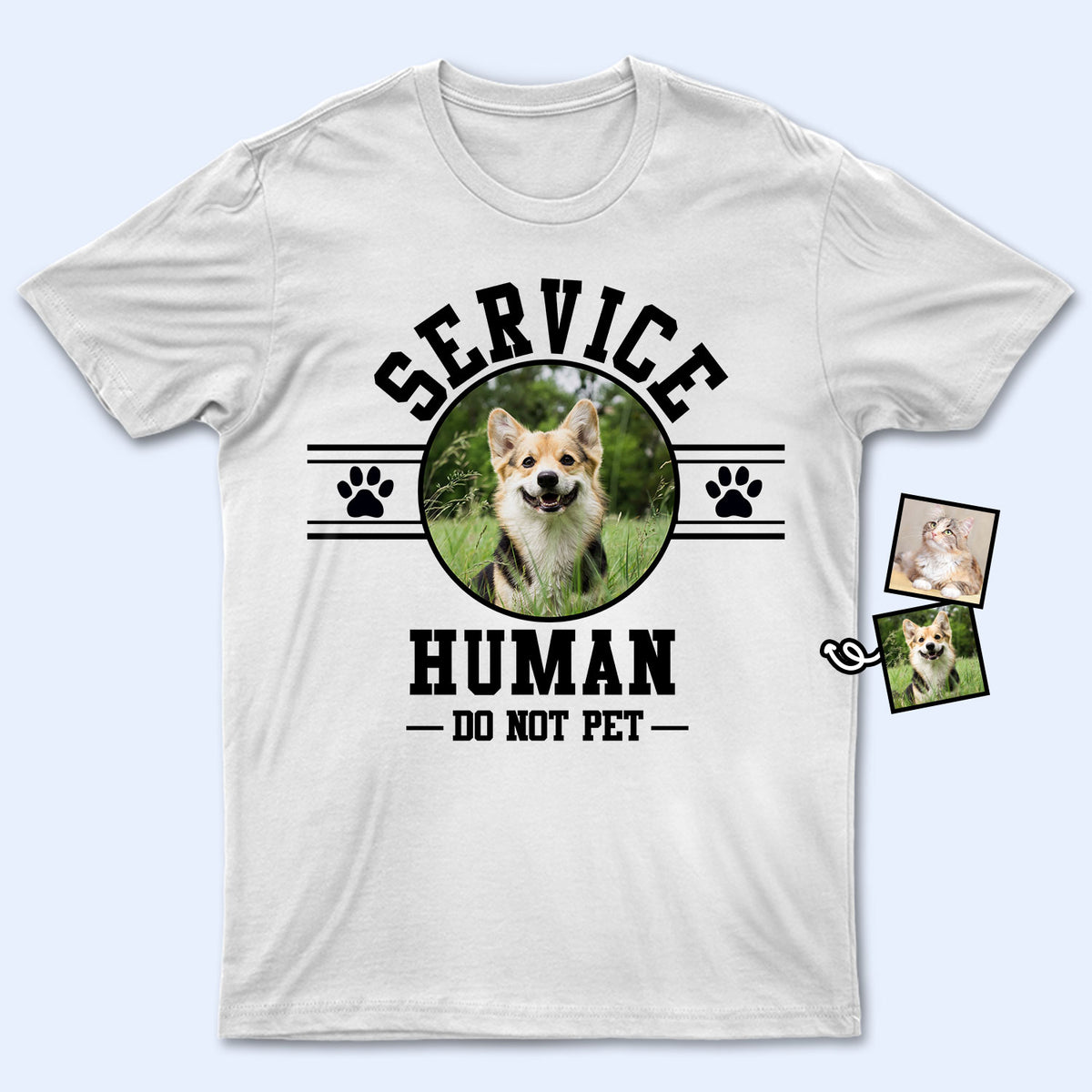 Custom Photo Dog Cat Service Human Do Not Pet Personalized Dog Lovers Unisex T-shirt