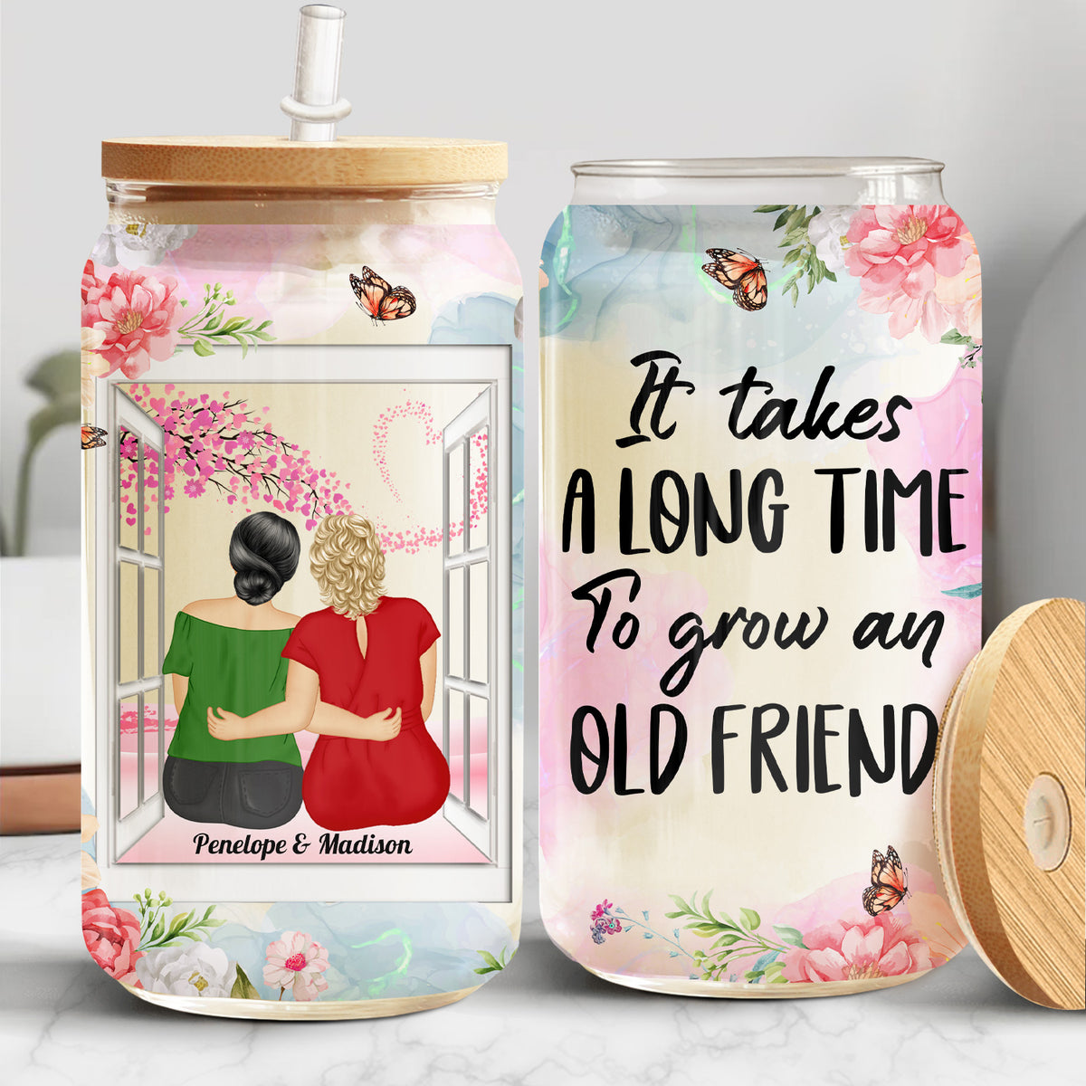 It Takes A Long Time To Grow An Old Friend Custom Gift For Besties Personalized Glass Cup