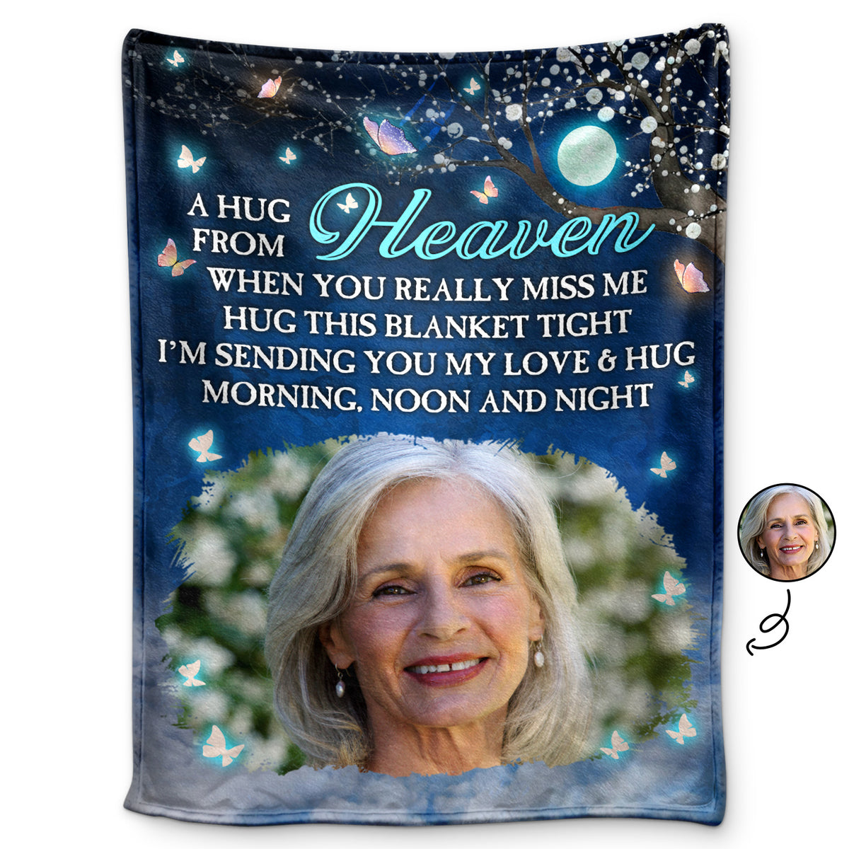 Custom Photo A Hug From Heaven When You Really Miss Me Memorial Gift Blanket