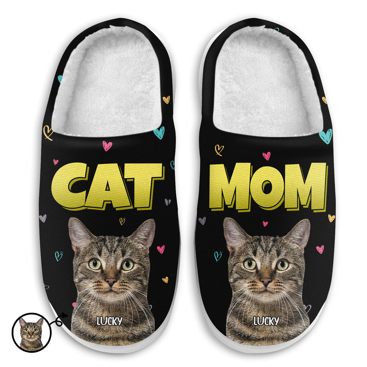 Custom Photo Cat Mom Gift For Cat Lovers Personalized Pet Lover Fluffy Slippers
