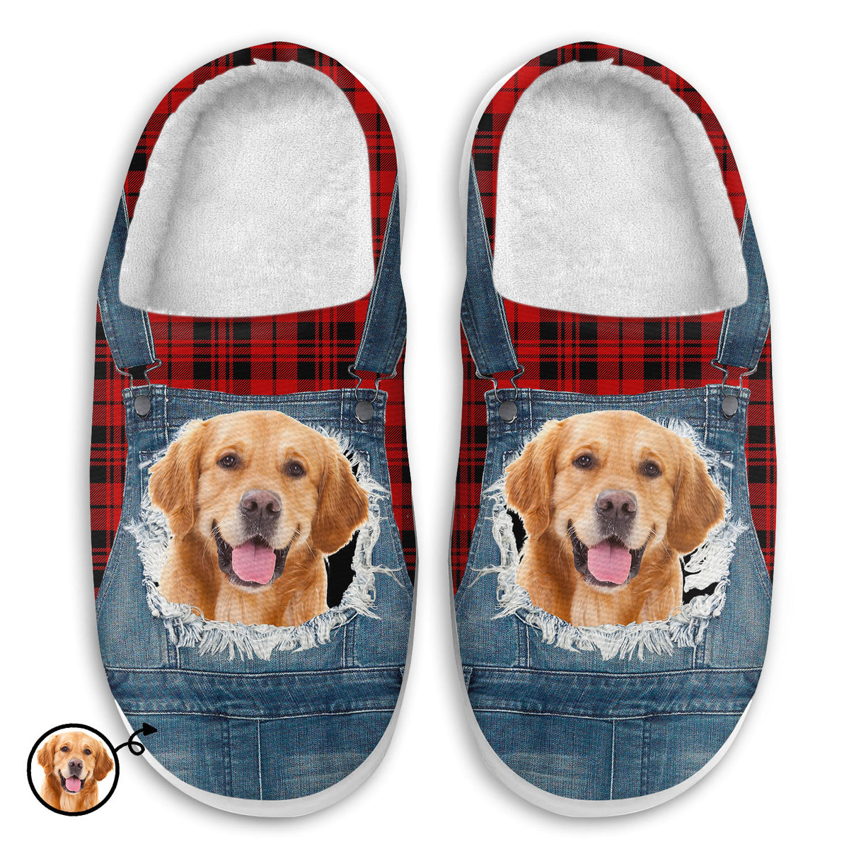 Custom Upload Image Overalls Pet Face Gift For Pet Lovers Personalized Fluffy Slippers
