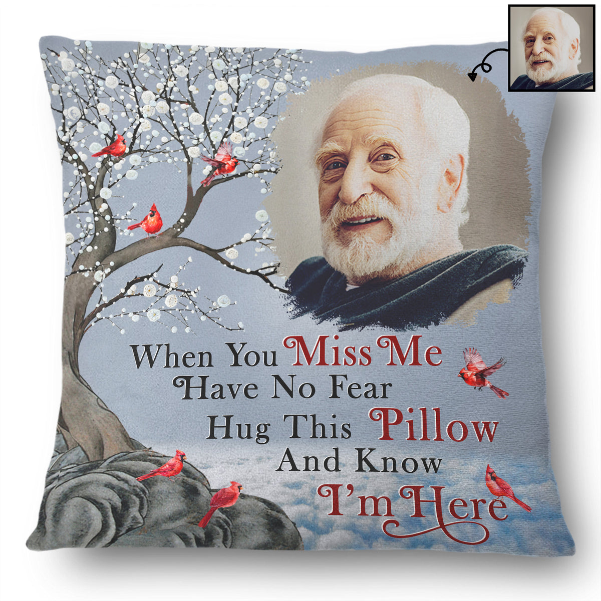 Custom Photo When You Miss Me Hug This Memorial Gift For Family Personalized Pillow