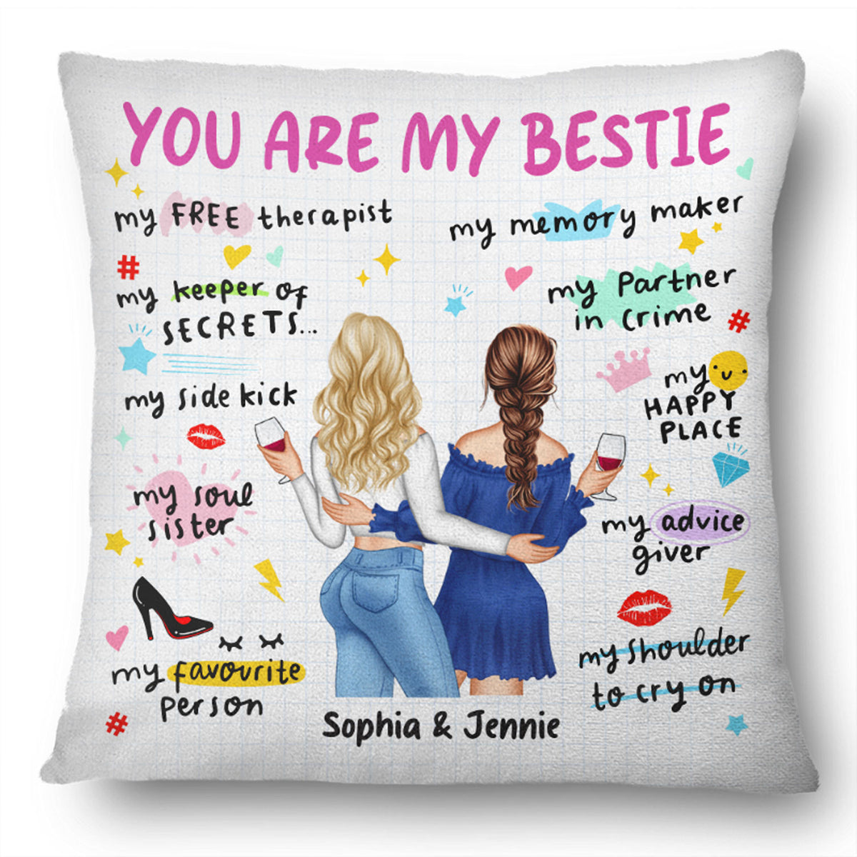 You Are My Bestie Custom Best Friends Bff Gift Personalized Pillow