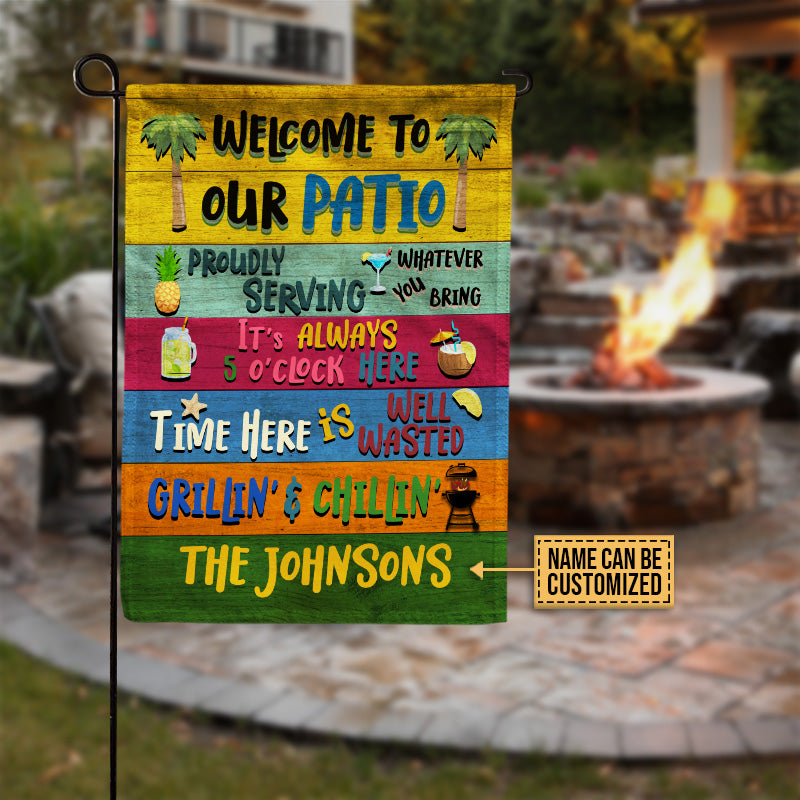 Patio Welcome Grilling Chilling Custom Personalized Flag
