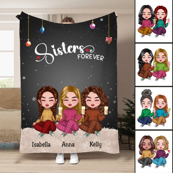 Sisters - Sisters Forever - Personalized Blanket