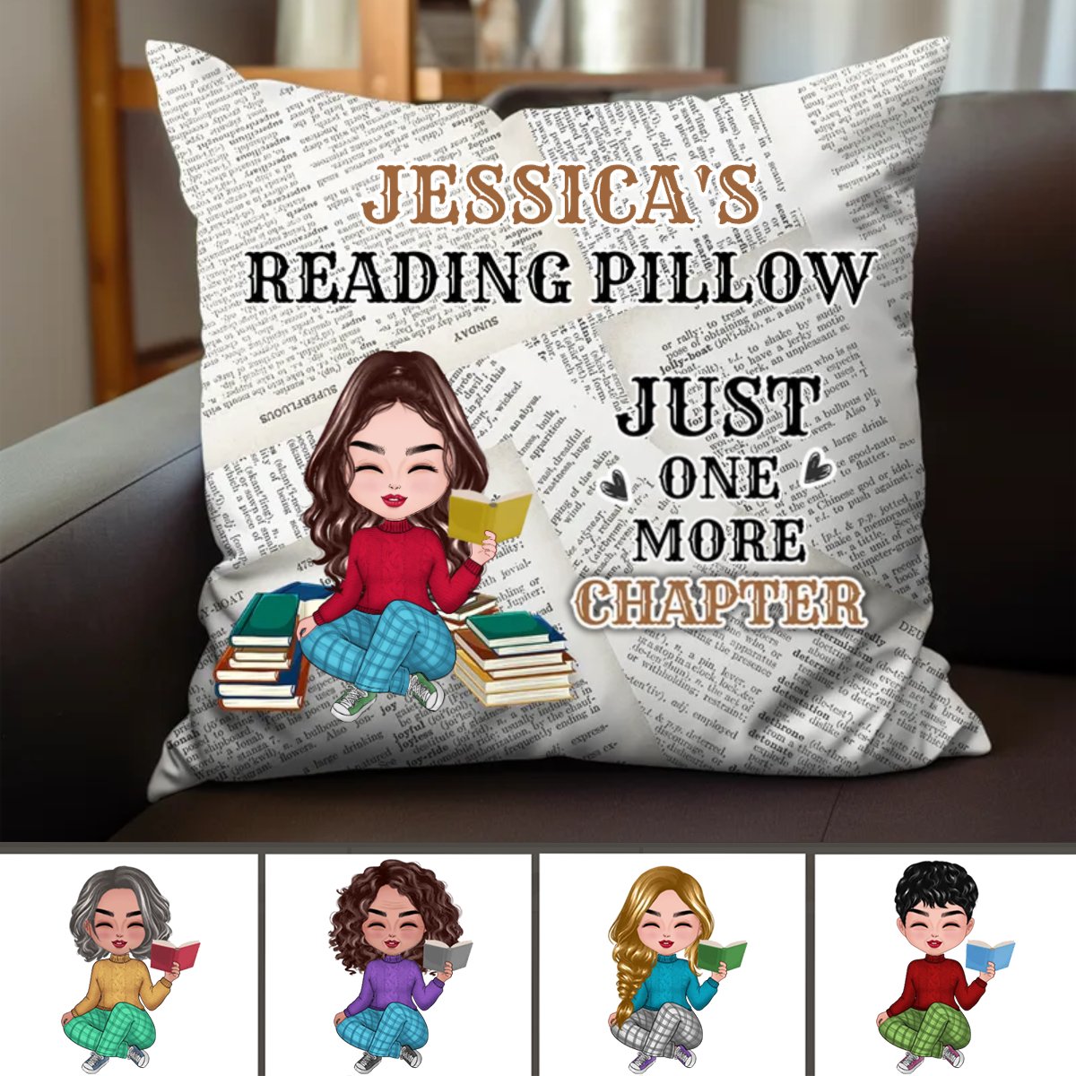 Book Lovers - Just One More Chapter - Personalized Pillow