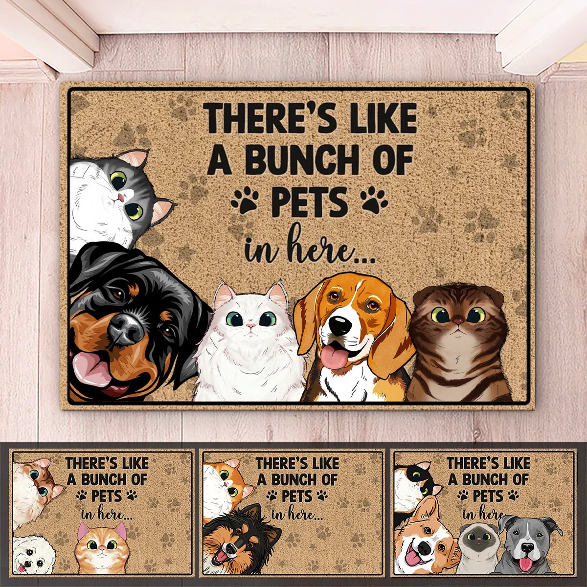Pet Lovers - There's Like A Bunch Of Pet In Here - Personalized Doormat