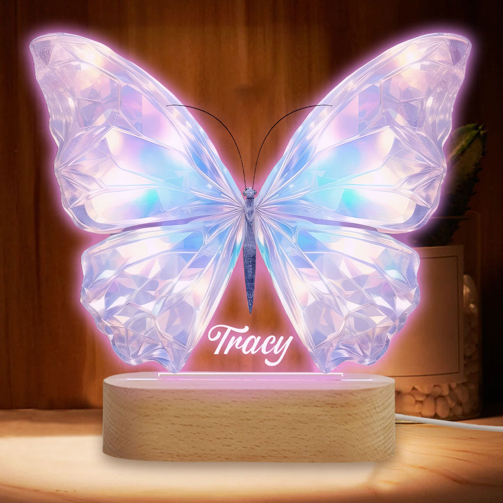 Beautiful Butterfly Custom Mom Personalized Butterfly Shaped Plaque Light Base