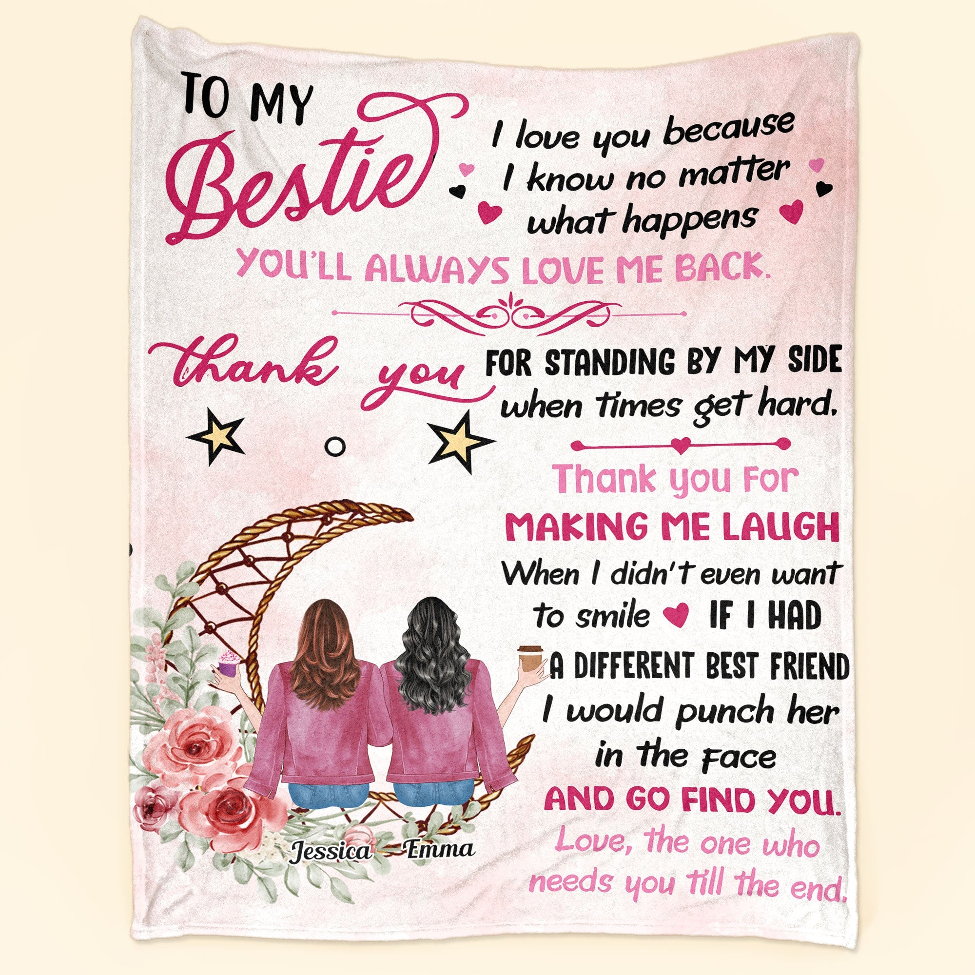Thank You My Bestie - Personalized Blanket - Gift For Besties, Best Friends, Bff