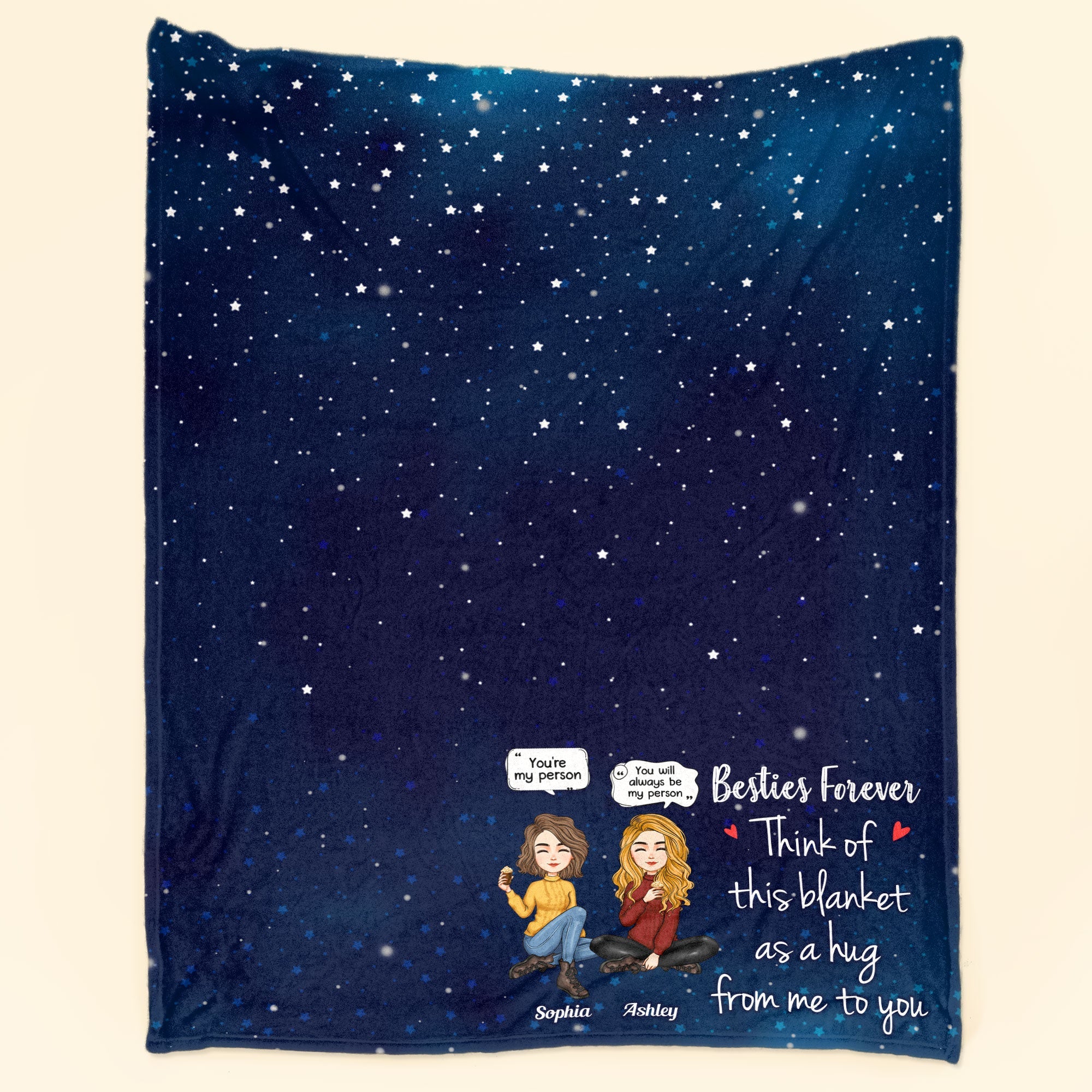 Besties Forever A Hug From Me - Personalized Blanket