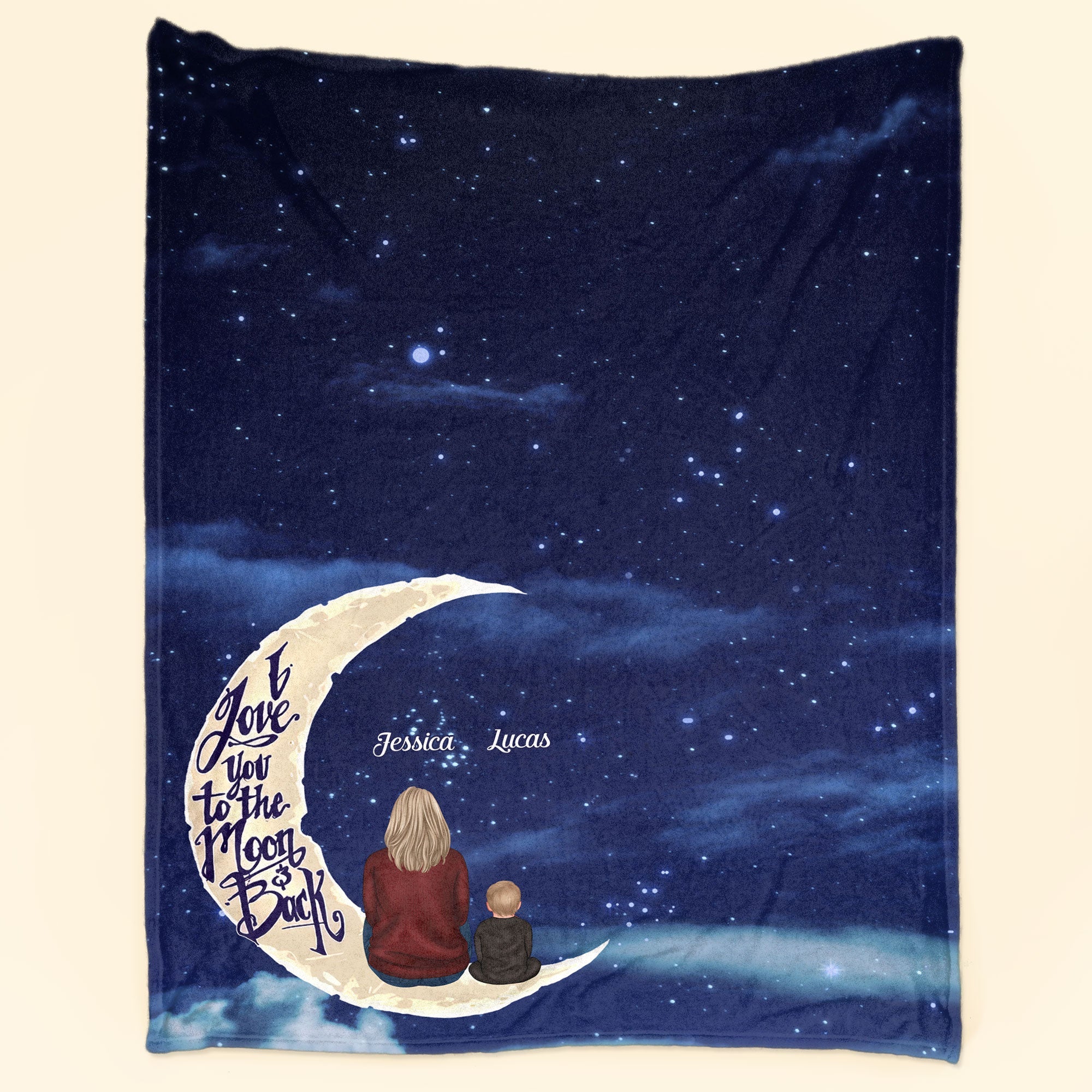 I Love You To The Moon And Back - Personalized Blanket