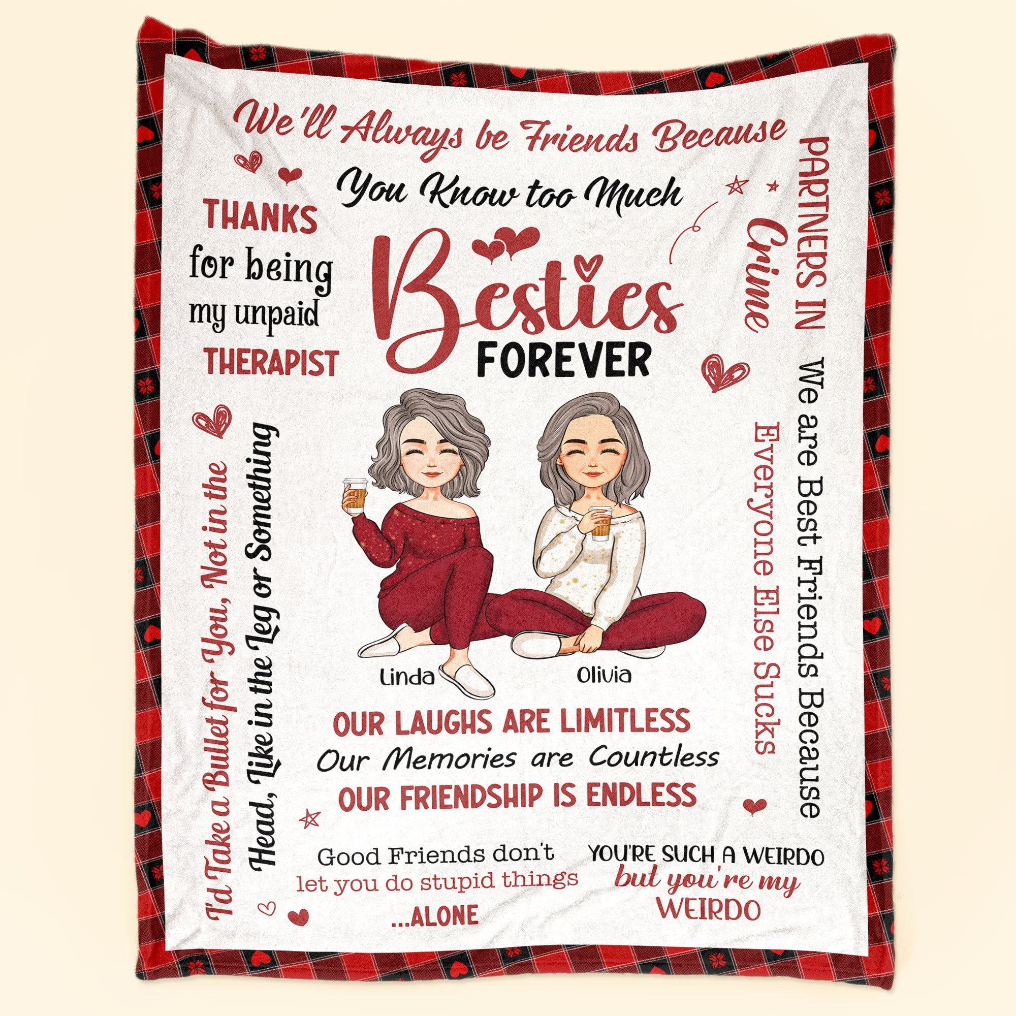 Besties Forever - Personalized Blanket - Ver 2