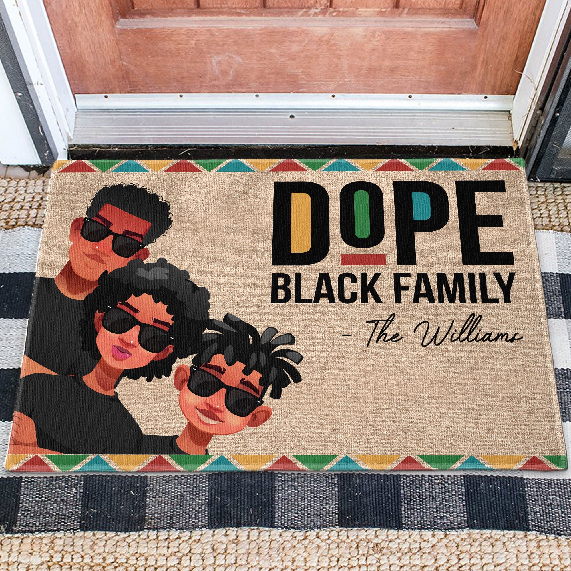 Dope Black Family - Personalized Doormat