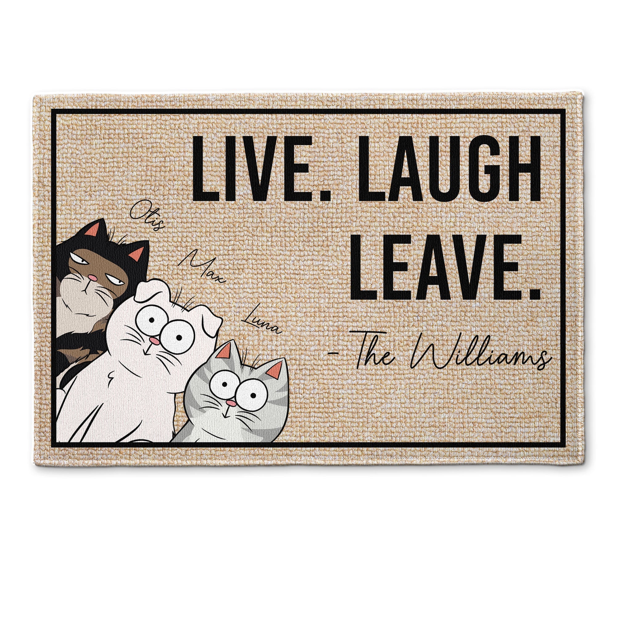 Live Laugh Leave Funny Dogs &amp; Cats - Personalized Doormat