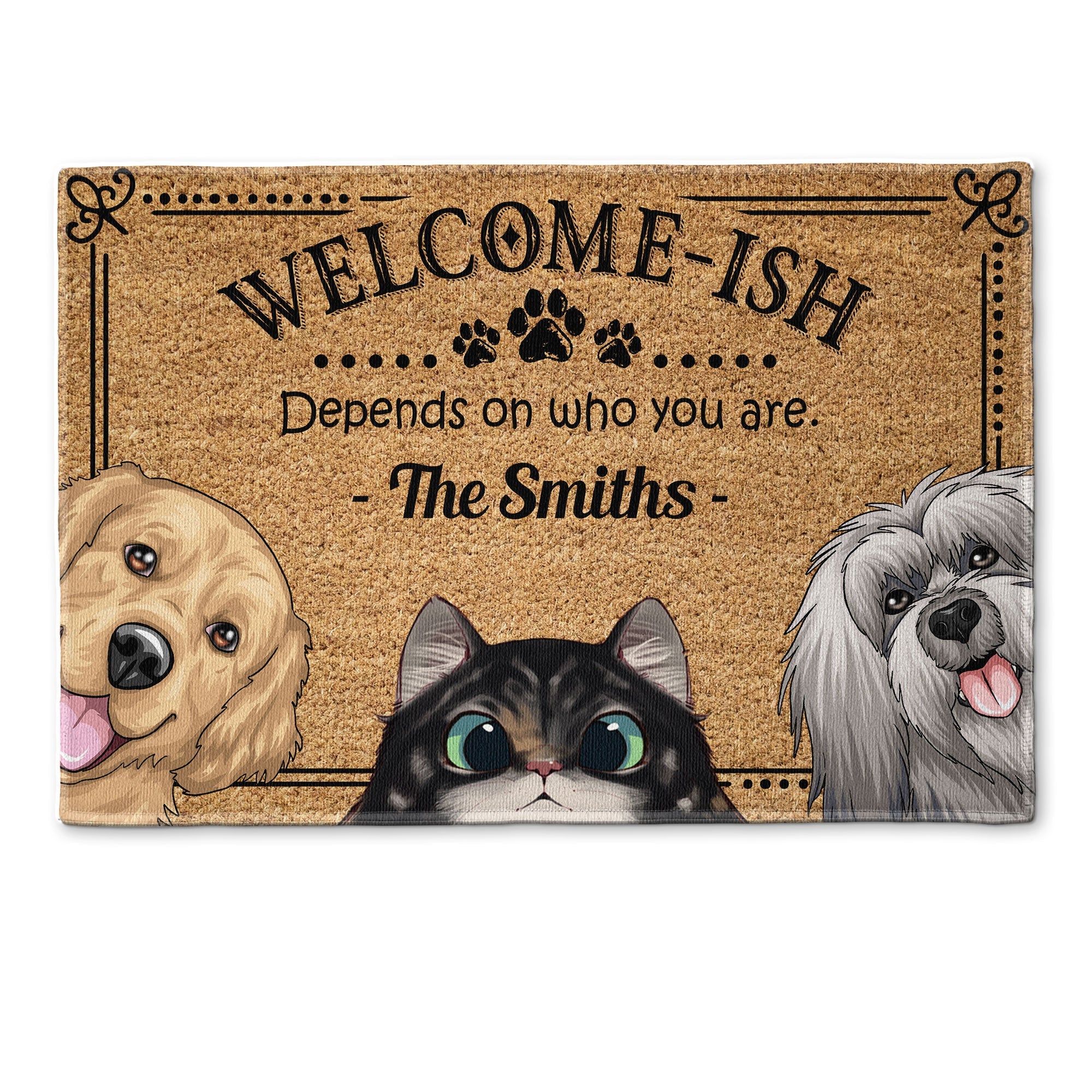 Welcome-ish - Personalized Doormat - Funny, Home Decor Gift For Pet Lover, Pet Owner, Dog Lover, Cat Lover