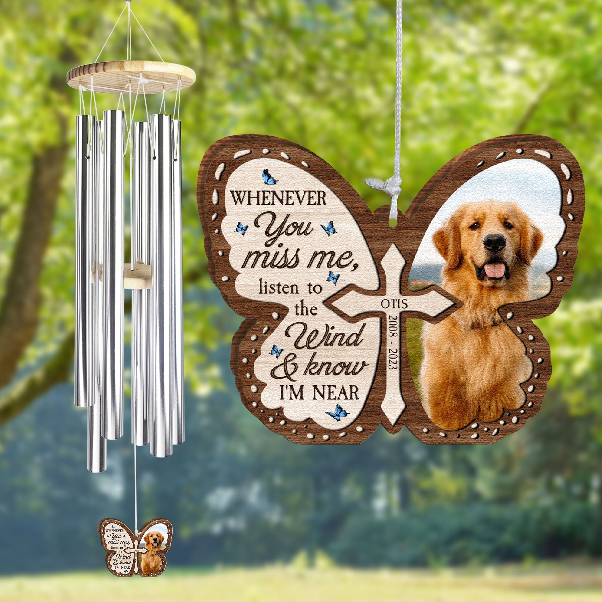 Listen To The Wind And Know I'm Near - Personalized Photo Wind Chimes - Memorial Gift
