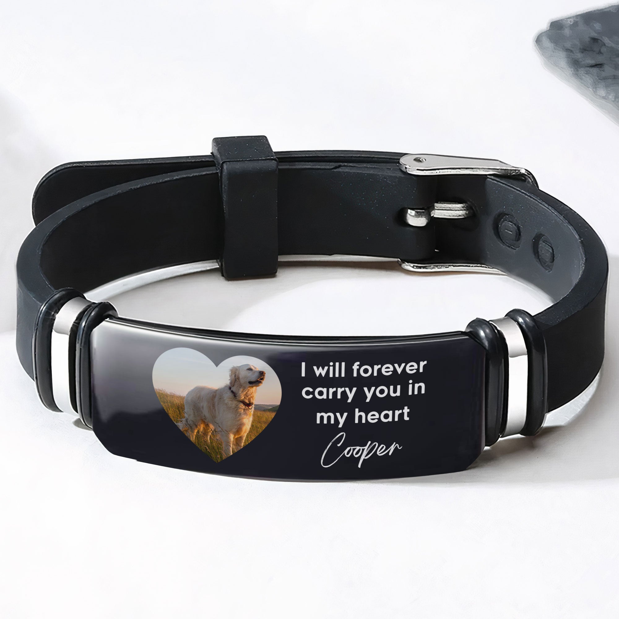 Carry You In My Heart Pet Memorial Gift - Personalized Photo Bracelet