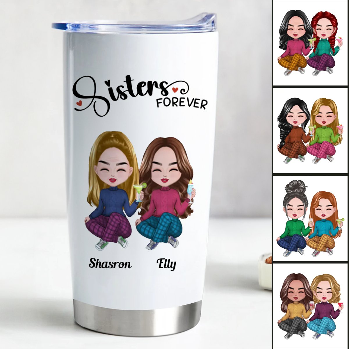Sisters Forever - Personalized Stainless Steel Tumbler