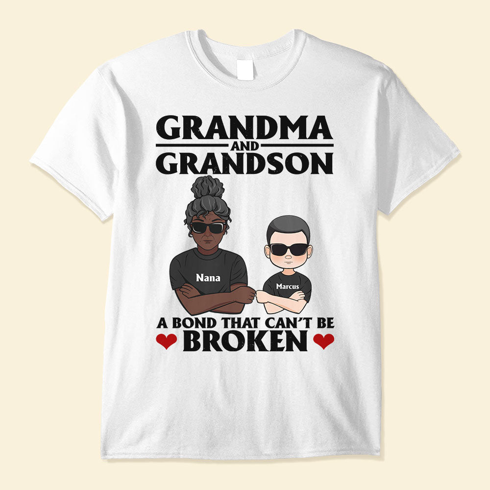 Grandma And Grandson A Bond That Can't Be Broken - Personalized Shirt
