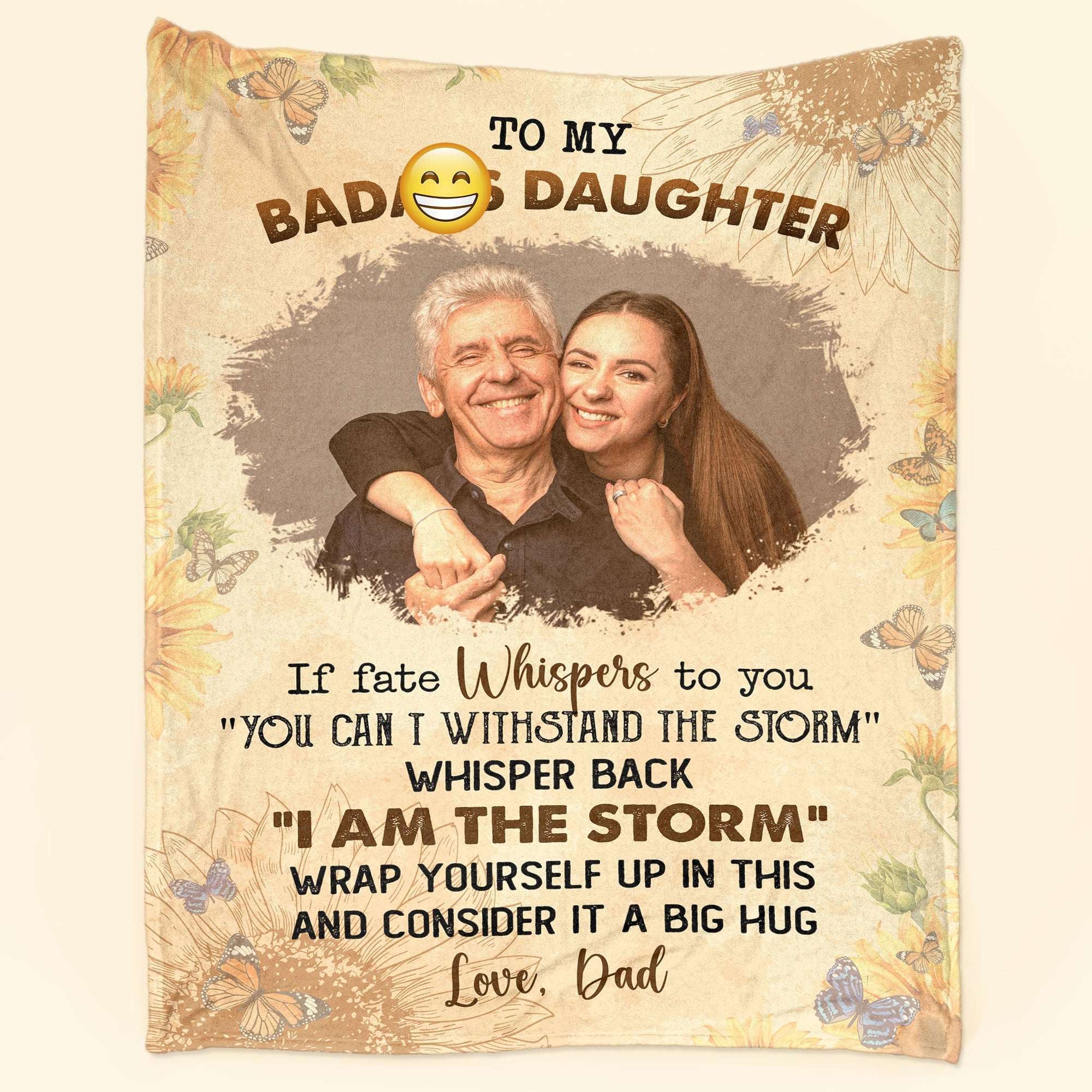 To My Badass Daughter From Dad - Personalized Photo Blanket - Gift For Mom