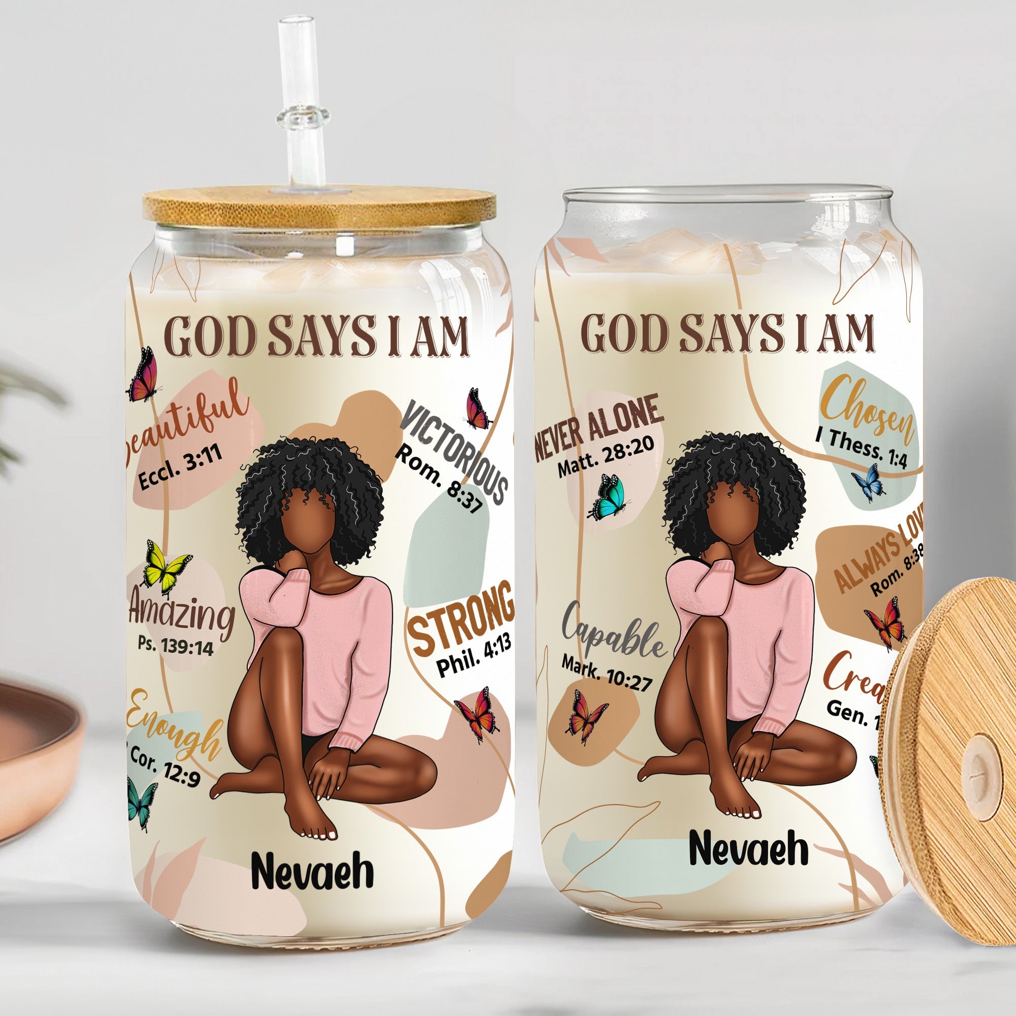 God Says I Am - Personalized Frosted Tumblers