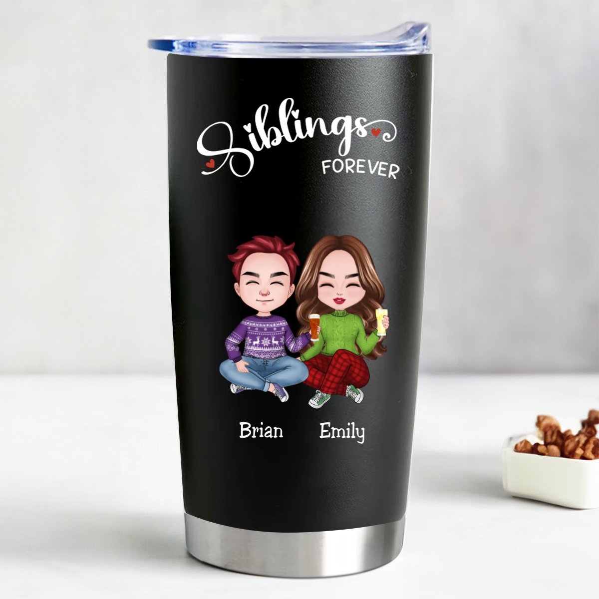 Customizable Stainless Steel Tumbler For Siblings - 20oz (bl)