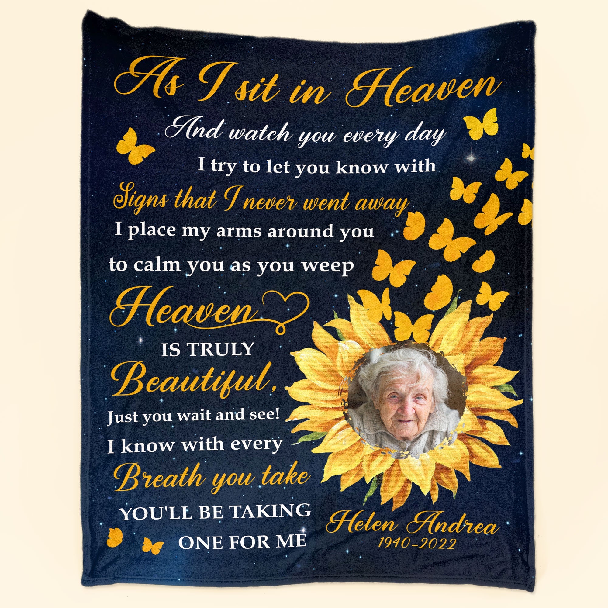 Sunflower Memorial - Personalized Photo Blanket