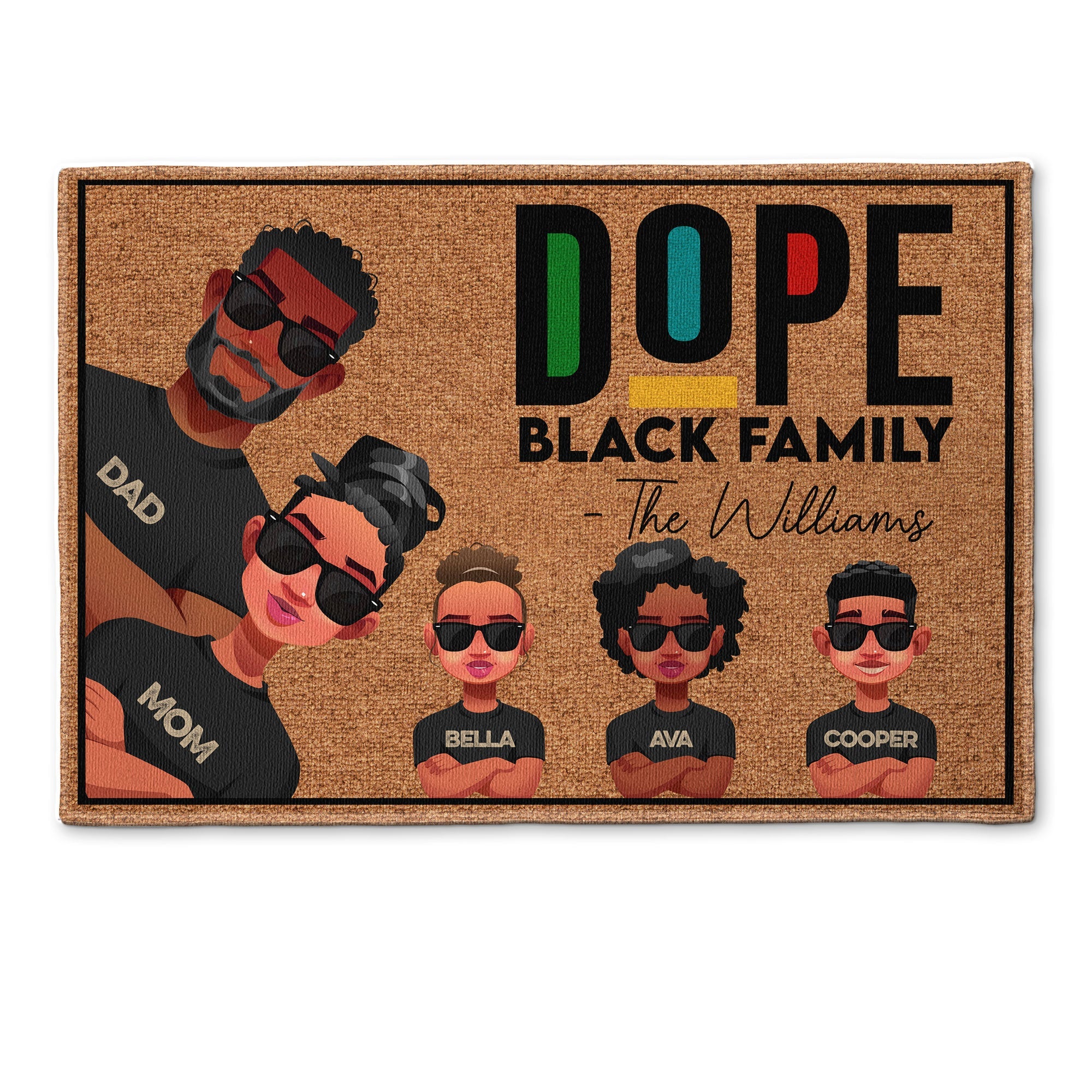 Dope Black Family - Personalized Doormat