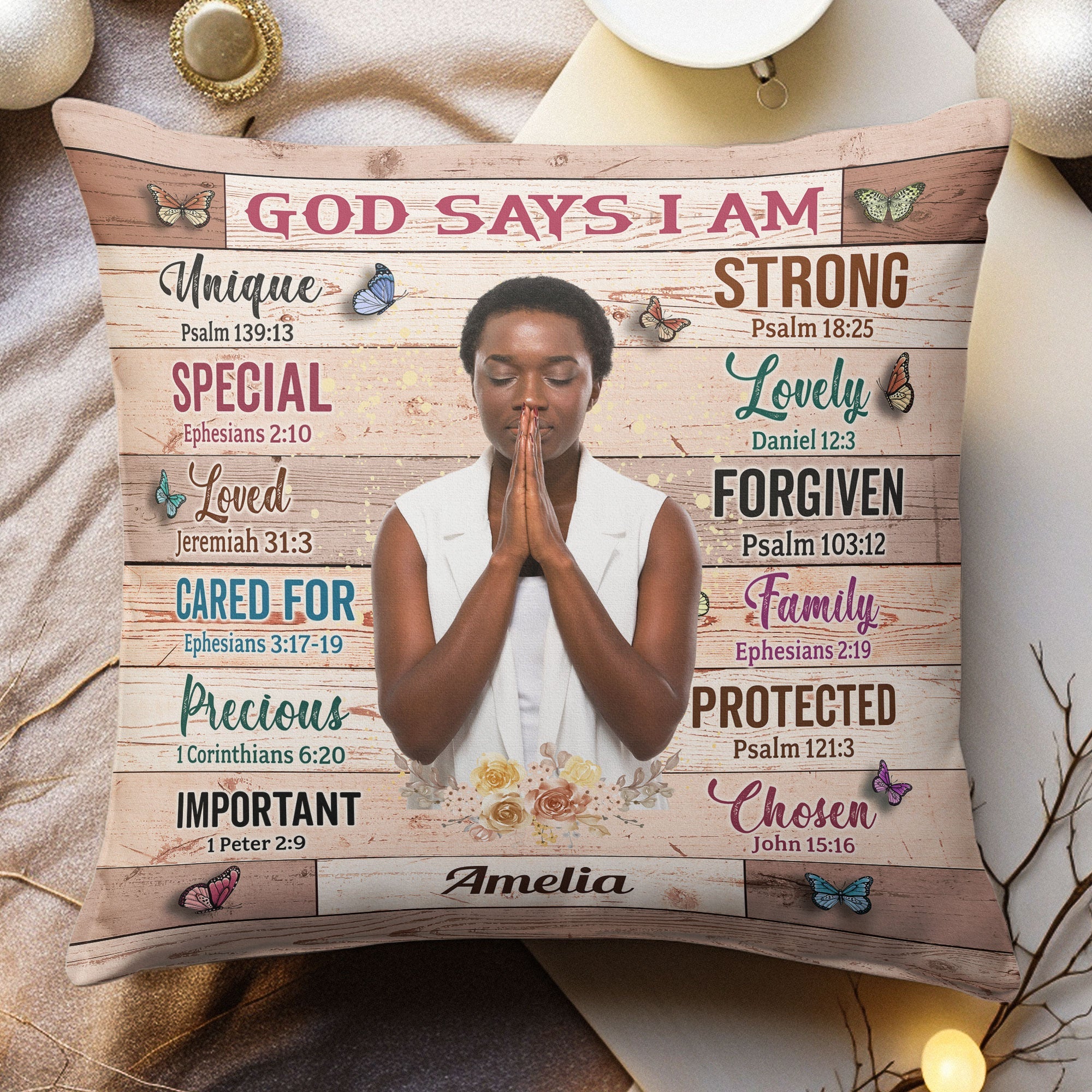 God Says I Am Unique - Photo Version - Personalized Photo Pillow