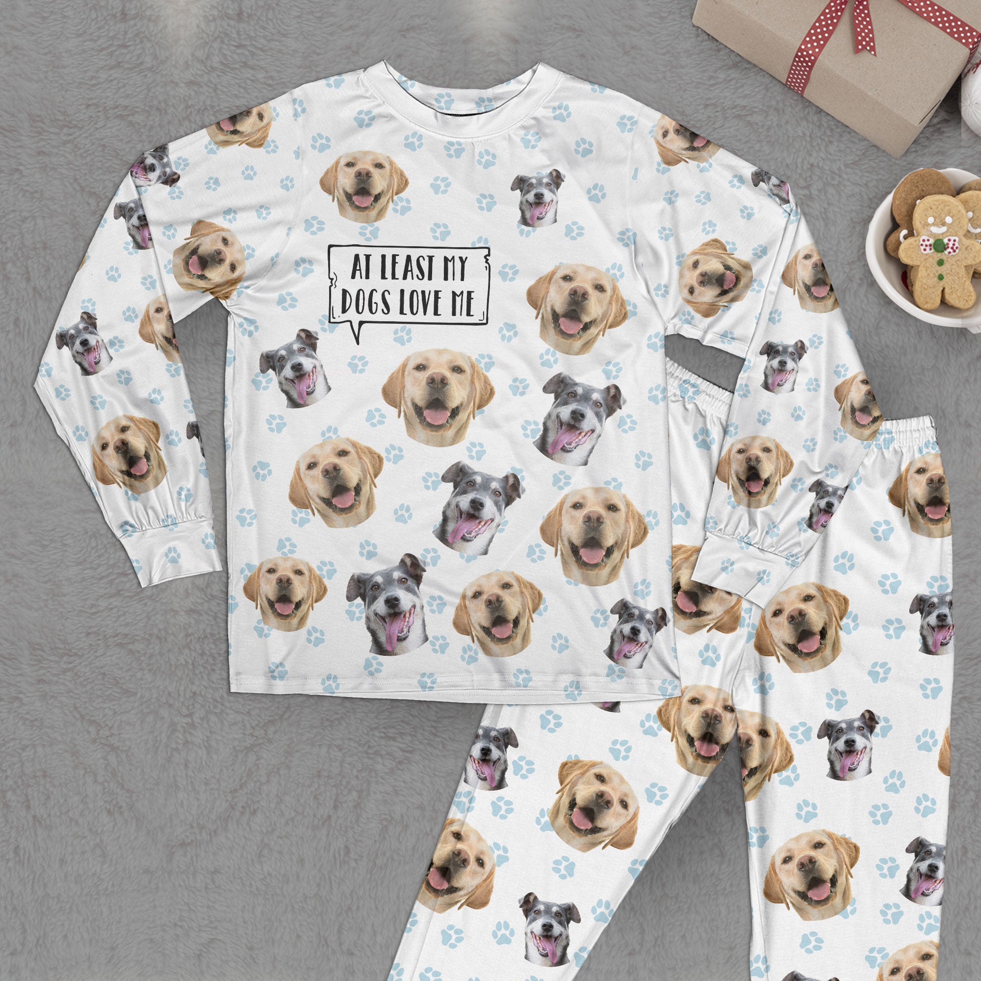 At Least My Cat Loves Me - Personalized Photo Pajama Set