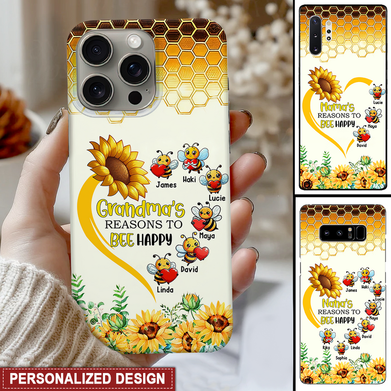 Grandma's Reasons To Bee Happy Personalized Phone Case